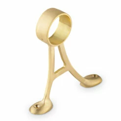 Floor Mount Foot Rail Bracket - Satin Brushed Brass - 2" OD