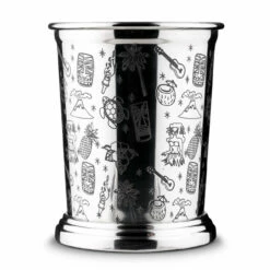 Urban Bar Etched Tiki Stainless Steel Mint Julep Cup - 13.5 Oz