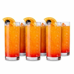 Urban Bar Tiki Pattern Highball Cocktail Glasses - Set Of 6 - 10 Oz -PourLab Zone UB4950 Urban Bar Tiki Pattern Highball Cocktail Glasses Set of 6 10 oz 01 01478.1605203258