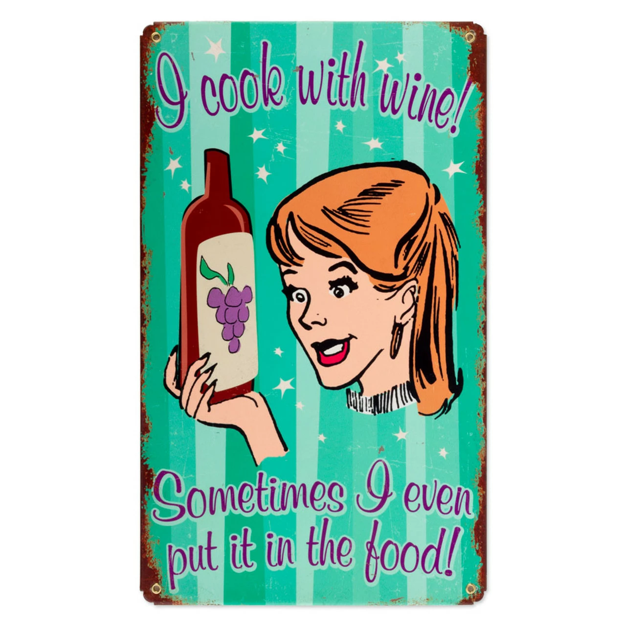 Cook With Wine Metal Bar Sign 3 Cook With Wine Metal Bar Sign