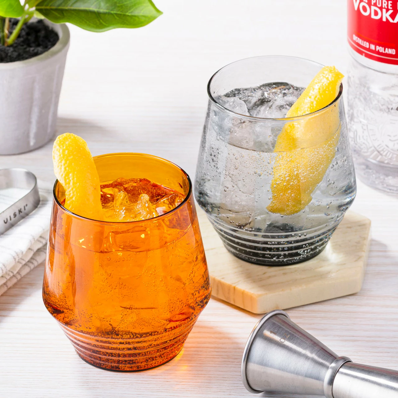 Viski Smoke Deco Stemless Cocktail Glasses - 14 Oz - Set Of 2 5 Viski Smoke Deco Stemless Cocktail Glasses - 14 Oz - Set Of 2 - Image 3