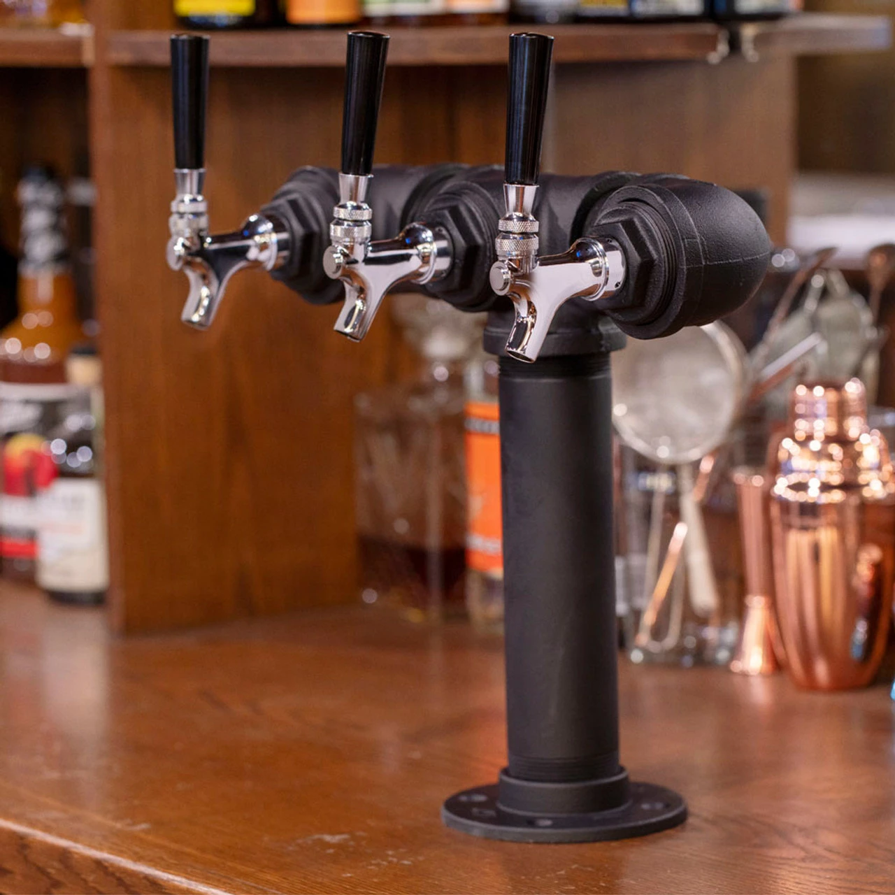 Draft Beer Tower - Black Iron - Triple Tap - Standard Stainless Steel Faucet 6 Draft Beer Tower - Black Iron - Triple Tap - Standard Stainless Steel Faucet - Image 4