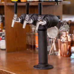 Draft Beer Tower - Black Iron - Triple Tap - Perlick 630SS Faucet -PourLab Zone blackpipe tower 3faucet perlick 1 1 60808.1590768095
