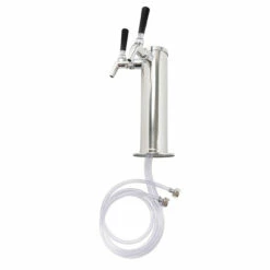 Draft Beer Tower - Stainless Steel - 3" Column - 2 Perlick 630SS Faucets -PourLab Zone c175 525ss kit kit double tap draft tower stainless 3in w 630ss faucets 0024 50860.1675702055
