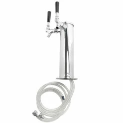 Draft Beer Tower - Stainless Steel - 3" Column - 2 Faucets -PourLab Zone c175 double tap stainless steel draft beer kegerator tower 3 inches 0008 88674.1590769406