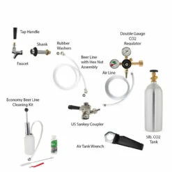 Deluxe Kegerator Conversion Kit - US Sankey D System - 5lb CO2 Tank -PourLab Zone c240 dlx deluxe kegerator conversion kit with labels 2 51622.1590769440
