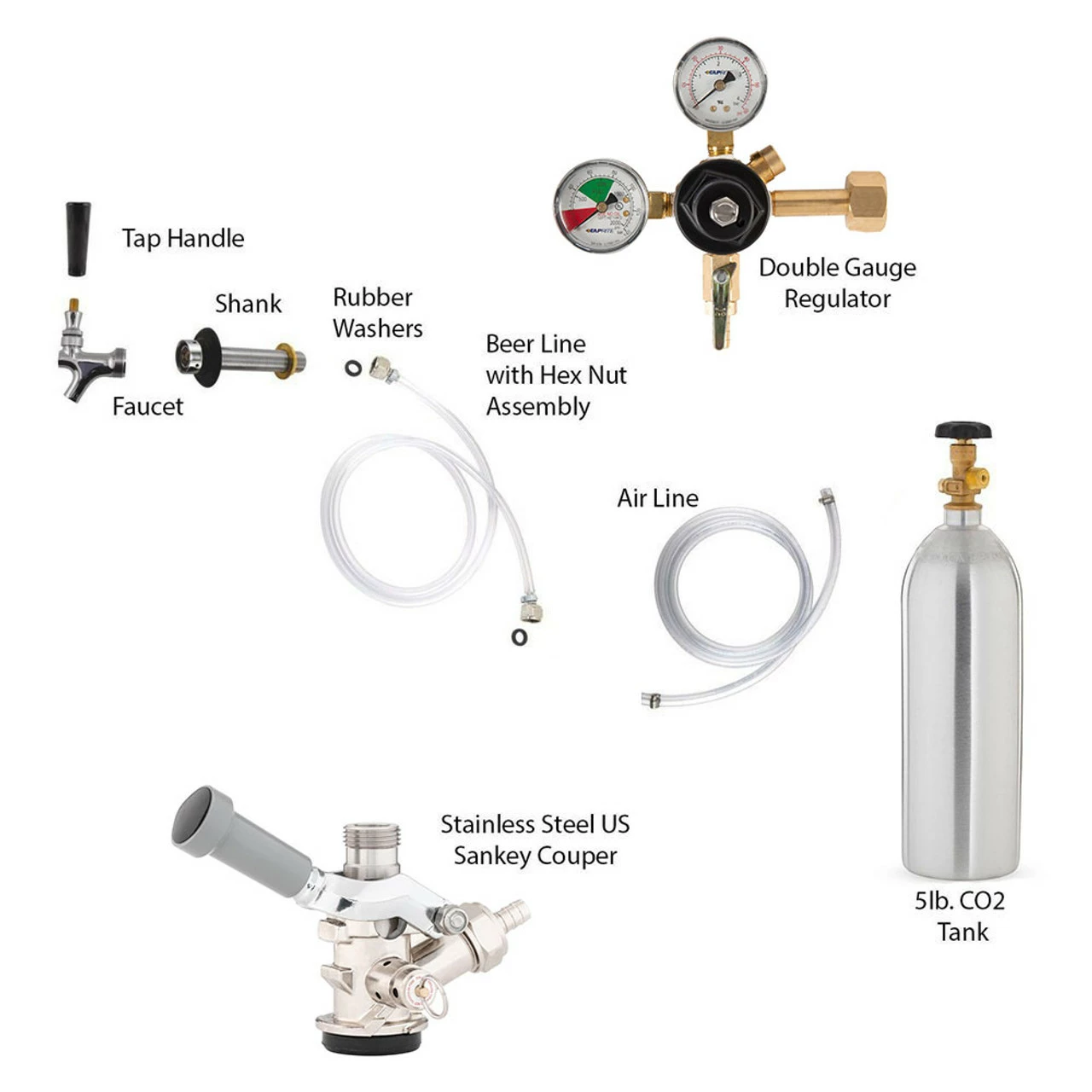 Stainless Steel Kegerator Conversion Kit - US Sankey D System - 5lb CO2 Tank 4 Stainless Steel Kegerator Conversion Kit - US Sankey D System - 5lb CO2 Tank - Image 2