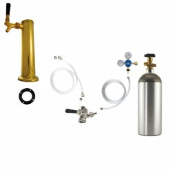 1 Faucet Tower Kegerator Conversion Kit - Brass Tower - US Sankey D System - 5lb CO2 Tank