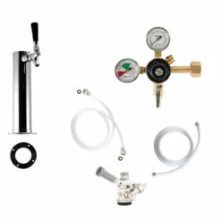 1 Faucet Tower Kegerator Conversion Kit - Chrome Tower - US Sankey D System - No CO2 Tank