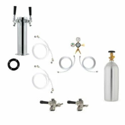 2 Faucet Tower Kegerator Conversion Kit - Stainless Steel Tower - US Sankey D System - 10lb CO2 Tank