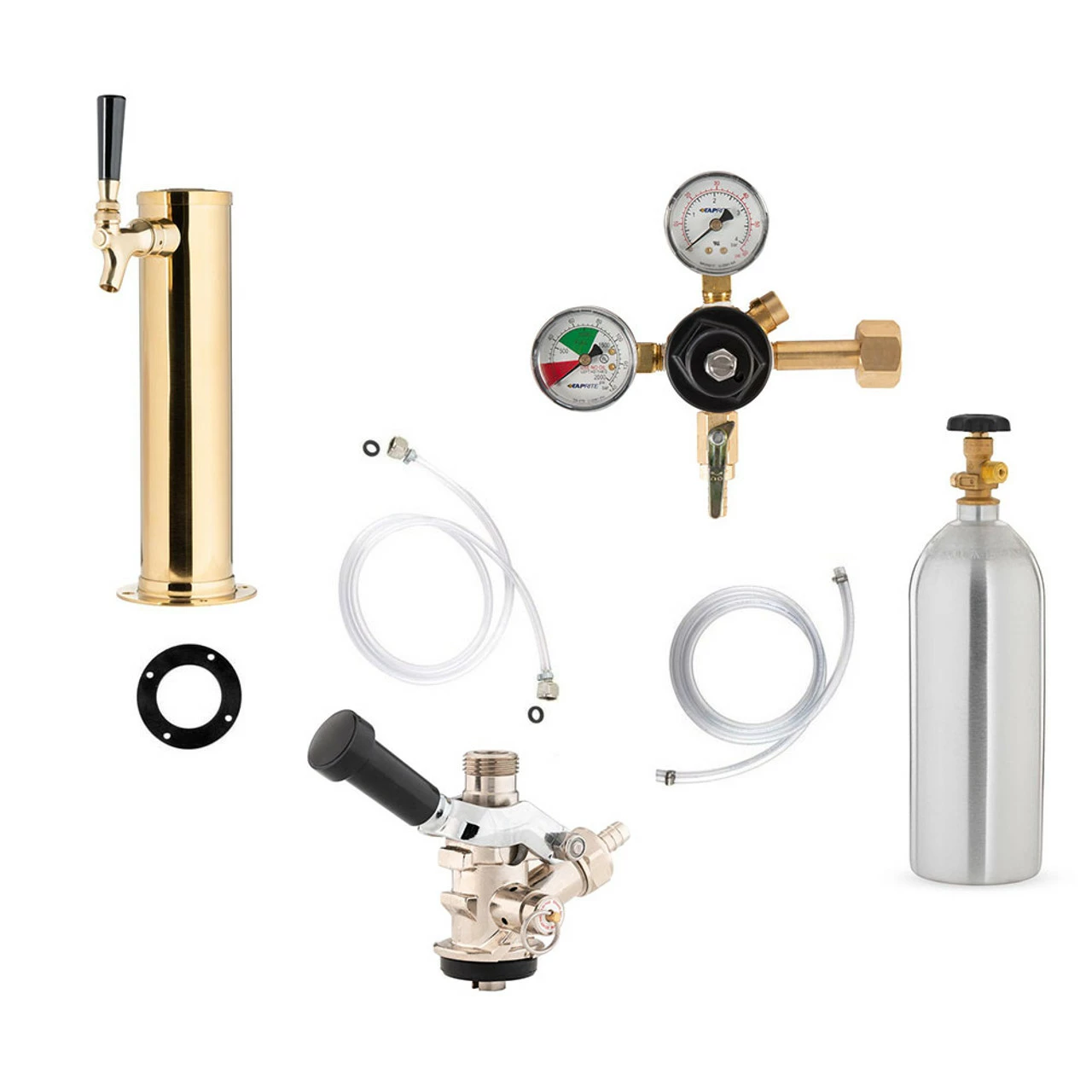 1 Faucet Tower Kegerator Conversion Kit - Brass Tower - European Sankey S System - 5lb CO2 Tank 3 1 Faucet Tower Kegerator Conversion Kit - Brass Tower - European Sankey S System - 5lb CO2 Tank