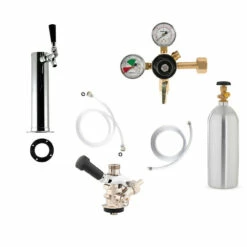 1 Faucet Tower Kegerator Conversion Kit - Chrome Tower - European Sankey S System - 5lb CO2 Tank