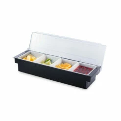 Bar Garnish Tray With Lid - Plastic - 4 Compartments