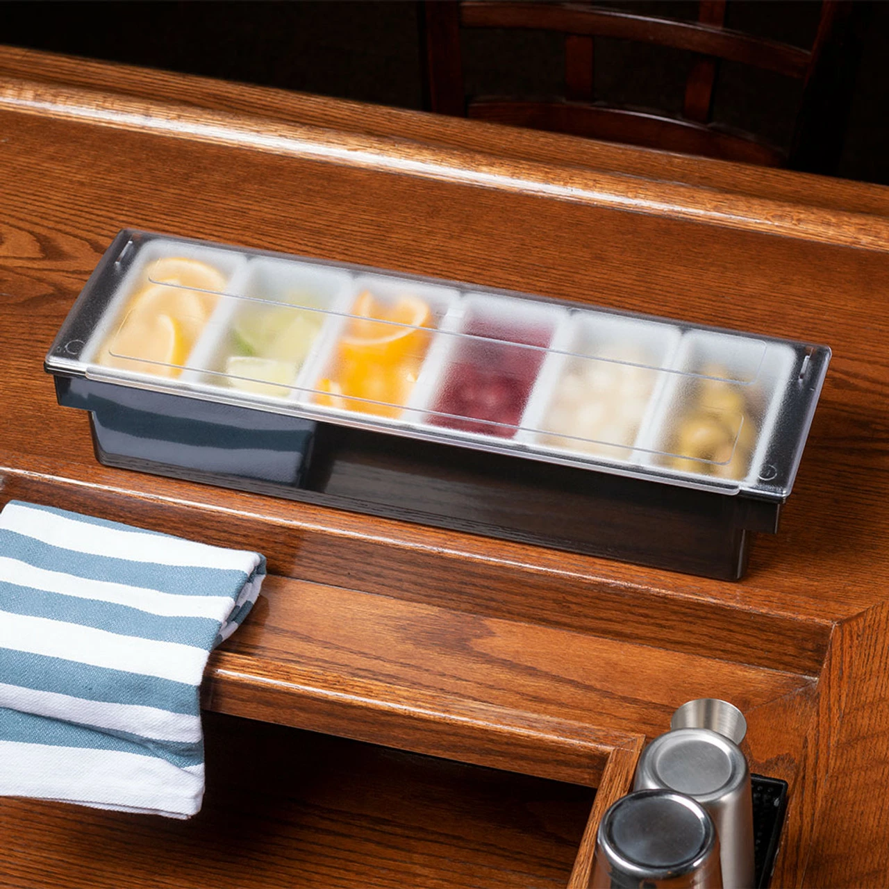 Bar Garnish Tray With Lid - Plastic - 6 Compartments 5 Bar Garnish Tray With Lid - Plastic - 6 Compartments - Image 3