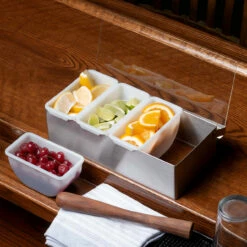 Cocktail Bar Garnish Tray In Stainless Steel - 4 Compartments -PourLab Zone cdp 4 cocktail bar garnish tray stainless steel 4 compartments 3 07240.1590769634