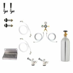 Deluxe Kegerator Conversion Kit - 2 Faucets - US Sankey D System - 5lb CO2 Tank