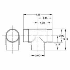 Flush Tee Hand Rail Fitting - Polished Brass - 2" OD -PourLab Zone flush tee handrail fitting 2 inch o.d 1 24208.1598456127