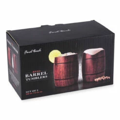 Handmade Wood Barrel Cocktail Tumblers - 12 Oz - Set Of 2 -PourLab Zone gg1002 handmade wood barrel cocktail tumblers 12 oz set of 2 01 20123.1590770617