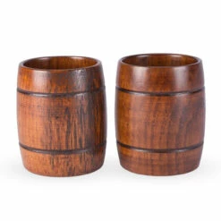 Handmade Wood Barrel Cocktail Tumblers - 12 Oz - Set Of 2