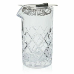 Diamond Weave Cocktail Mixing Glass With Stainless Steel Strainer - 600ml
