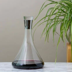 Viski Raye Chrome Trim Glass Wine & Spirit Decanter With Stopper - 60 Oz -PourLab Zone img 0017 56078.1590768087