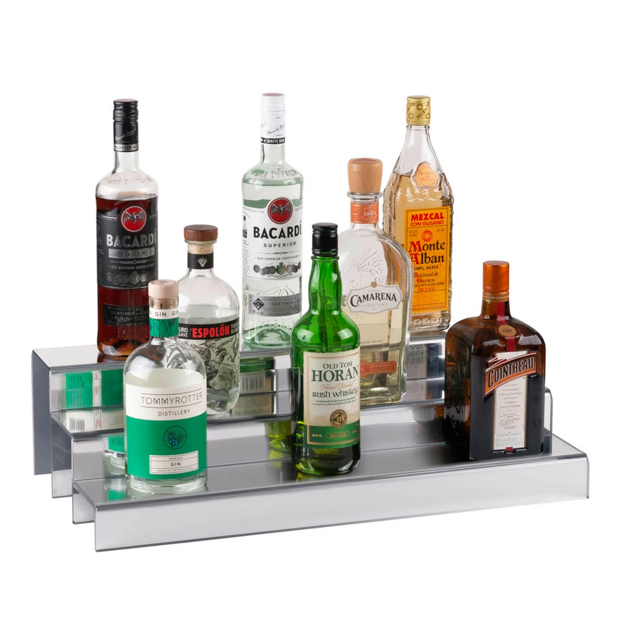 24-inch 3 Tier Liquor Bottle Shelf - Mirror Finish 3 24-inch 3 Tier Liquor Bottle Shelf - Mirror Finish