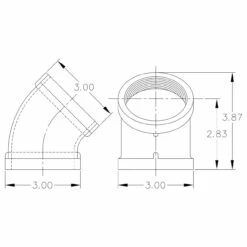 45 Degree Elbow - Black Pipe Foot Rail - 2" ID -PourLab Zone kw 1.5 flush end post black iron 45 degree 84858.1613658363