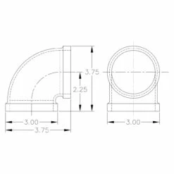 90 Degree Elbow - Black Pipe Foot Rail - 2" ID -PourLab Zone kw 1.5 flush end post black iron 90 degree 13317.1590770927