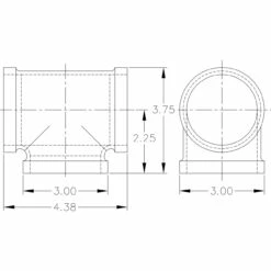 Tee Fitting - Black Pipe Foot Rail - 2" ID -PourLab Zone kw tee fitting black iron 34920.1613658431