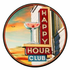 Happy Hour Club Metal Bar Sign