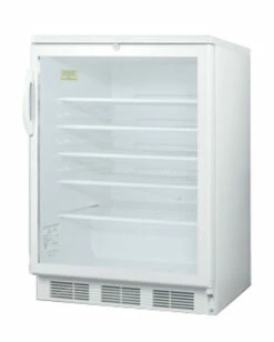 Summit Glass Door Built-In Under Counter Refrigerator - 5.5 Cu. Ft. - White -PourLab Zone medium scr600 angle 1 91474.1590772209