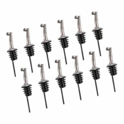 Flip-Top Free Flow Bottle Pourers With Stainless Steel Tapered Spout - Pack Of 12 -PourLab Zone ppm 4c 12 flip top free flow bottle pourers with stainless steel taper 05 75515.1590771801