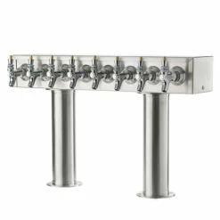 Double Pedestal Draft Beer Tower - Stainless Steel - 3" Column - Glycol Cooled - 6 To 12 Faucets