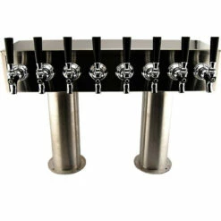 Double Pedestal Draft Beer Tower - Stainless Steel - 4" Column - Air Cooled - 8 To 20 Faucets
