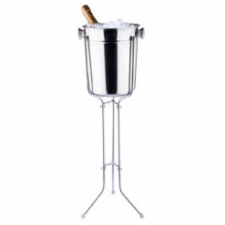 Champagne & Wine Bucket With Folding Stand - 8 Qt - Stainless Steel