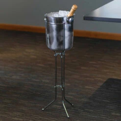 Champagne & Wine Bucket With Folding Stand - 8 Qt - Stainless Steel -PourLab Zone roy wb 1b 1s champagne and wine bucket with folding stand 3 48542.1590772006