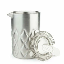 Double Walled Stainless Steel Diamond Weave Mixing Pitcher With Strainer - 500ml