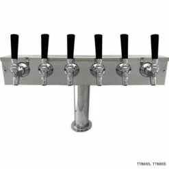 "T" Style Pedestal Draft Beer Tower - Stainless Steel - 4" Column - Glycol Cooled - 4 To 8 Faucets