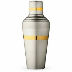 Japanese Yukiwa Baron Cocktail Shaker - Matte Steel With Gold Plated Bands - 500ml