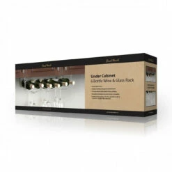 Under Cabinet 6 Wine Bottle & 6 Glass Rack - 3 Channel - Stainless Steel -PourLab Zone under cabinet 6 bottle wine glass rack 2 30138.1603376925